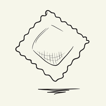 Homemade pierog dumpling. Hand drawn vector illustration.