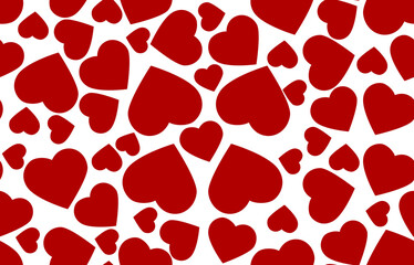 Illustration Seamless pattern of red hearts on a white background. romantic background for decoration of holidays, weddings, valentine's day cards or wrapping paper, fabrics, merchandise and textiles
