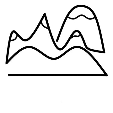 recommend clip art: Diseño minimalista de una línea de montañas y colinas.