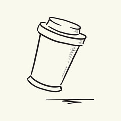 Hand drawn paper coffee cup isolated on a white.
