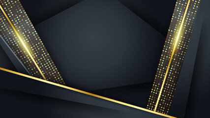 Naklejka premium Black and shiny gold abstract background with modern luxury concept