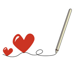 Hand-drawn heart line.  Pen icon Isolated on white.  Abstract love & valentine symbol. Vector illustration