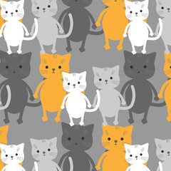 Seamless pattern  funny cartoon cats