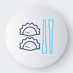 Line Dumpling with chopsticks icon isolated on white background. Traditional chinese dish. Colorful outline concept. Vector