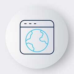 Line Worldwide icon isolated on white background. Pin on globe. Colorful outline concept. Vector