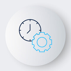 Line Time management icon isolated on white background. Clock and gear sign. Productivity symbol. Colorful outline concept. Vector