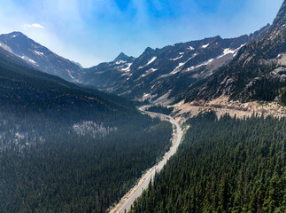 Scenic road through the North Cascades National Park, Washington USA