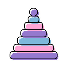 Pyramid vector icon. Illustration of vector pyramid toy. Abstract colorful icons with lines. Linear toys for baby.