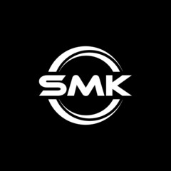 SMK letter logo design with black background in illustrator, vector logo modern alphabet font overlap style. calligraphy designs for logo, Poster, Invitation, etc.	