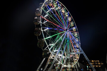 colorful ferris wheel at night