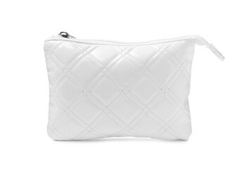 Light elegant cosmetic bag isolated on white