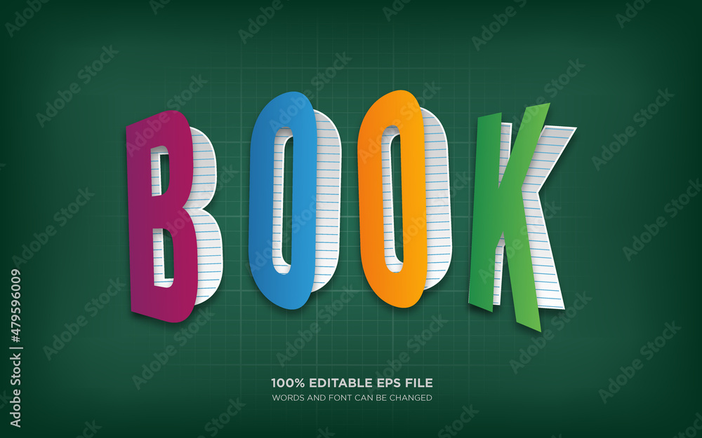 Poster opened book editable text style effect