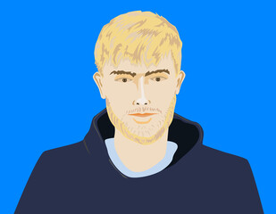 flat portrait avatar of a blond hair man, vector illustration