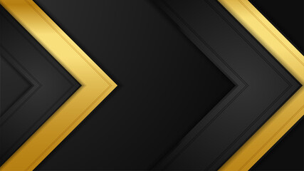 Luxury black gold abstract 3D background. Presentation background. Vector illustration