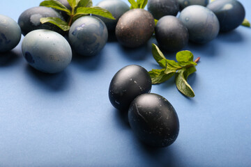 Decorated Easter eggs with place for text