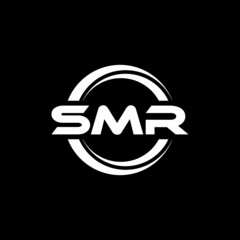 SMR letter logo design with black background in illustrator, vector logo modern alphabet font overlap style. calligraphy designs for logo, Poster, Invitation, etc.	