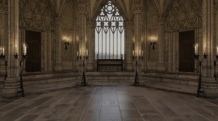 Fantasy medieval temple in the castle 3d illustration © max79im