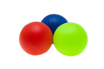 colored table tennis balls isolated