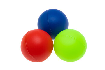colored table tennis balls isolated