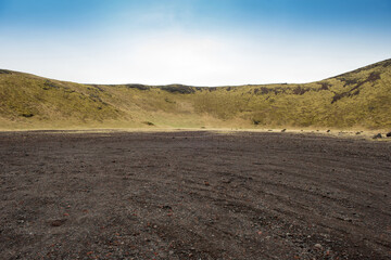 Inside in a volcano crater in Iceland