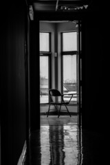 silhouette of a window solitary chair
