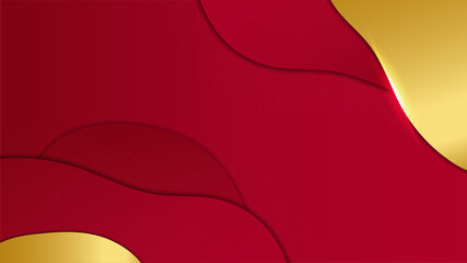 Elegant red maroon and gold background with overlap layer. Suit for business, corporate, institution, party, festive, seminar, and talks