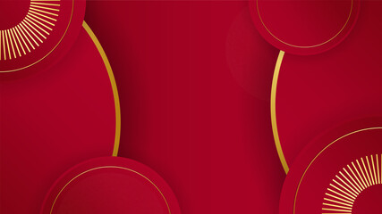 Elegant red maroon and gold background with overlap layer. Suit for business, corporate, institution, party, festive, seminar, and talks