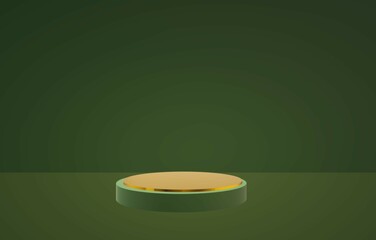 3d illustration golden green podium background