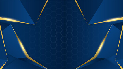 Abstract dark blue and gold luxury background