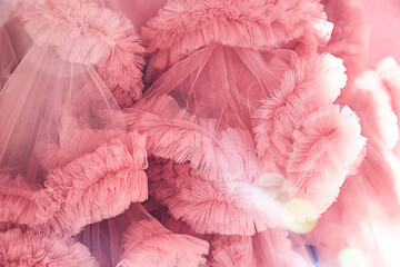 Lush frills of a tulle skirt close-up