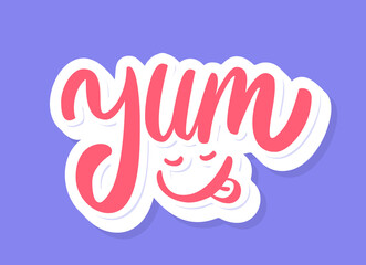 Yum. Yummy word. Vector handwritten lettering.