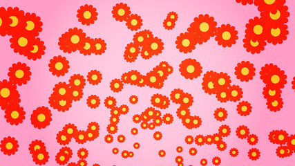 Cute cartoon flower background in flat style. Childlike floral element card.