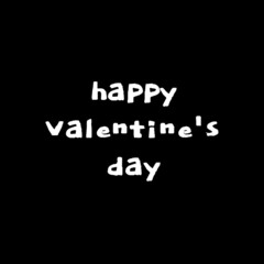 Text "happy Valentine's day" isolated on a black background. Abstract lettering illustration