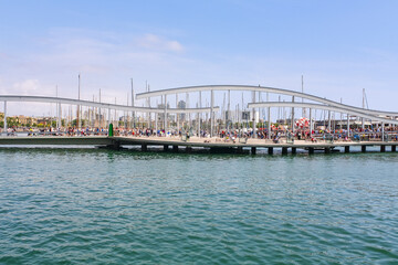 Fototapeta premium Promenade of the city of Barcelona next to the marina and leisure area. Spain.