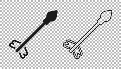 Black Medieval arrows icon isolated on transparent background. Medieval weapon. Vector