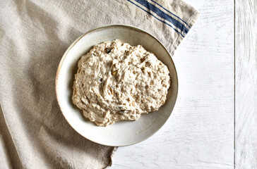 Homemade bread with pumpkin seeds and oat flakes
