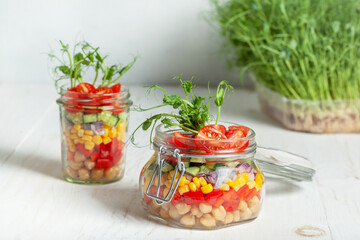 vegetarian salad with chickpeas and vegetables