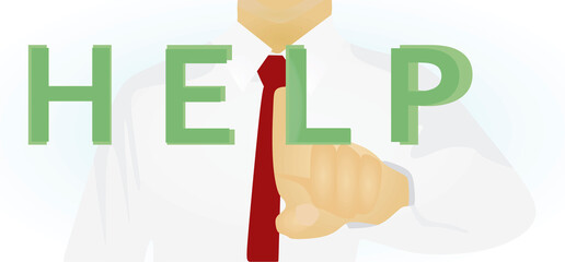 Finger press text help. vector
