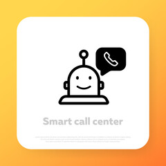 Call center icon. Support customer service. Vector line icon for Business and Advertising
