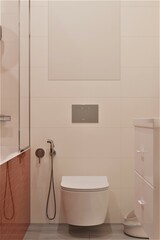 modern design bathroom somnata with bright orange accent tiles