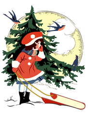 Little Girl with Sled