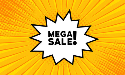 Speech bubble with Mega sale text. Empty boom retro comic style. Pop art style. Vector line icon for Business and Advertising