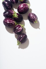 Flat lay with mini striped aubergines