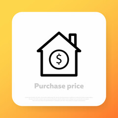 Purchase price house icon. House mortgage rate icon. Benefit of dwelling credit buying. Vector