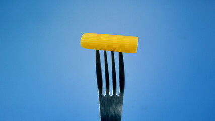 rigatoni pasta  on a blue background