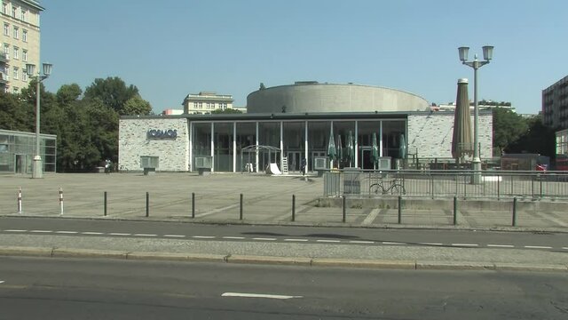 Long shot of former GDR Kosmos Cinema in Berlin, Germany.
