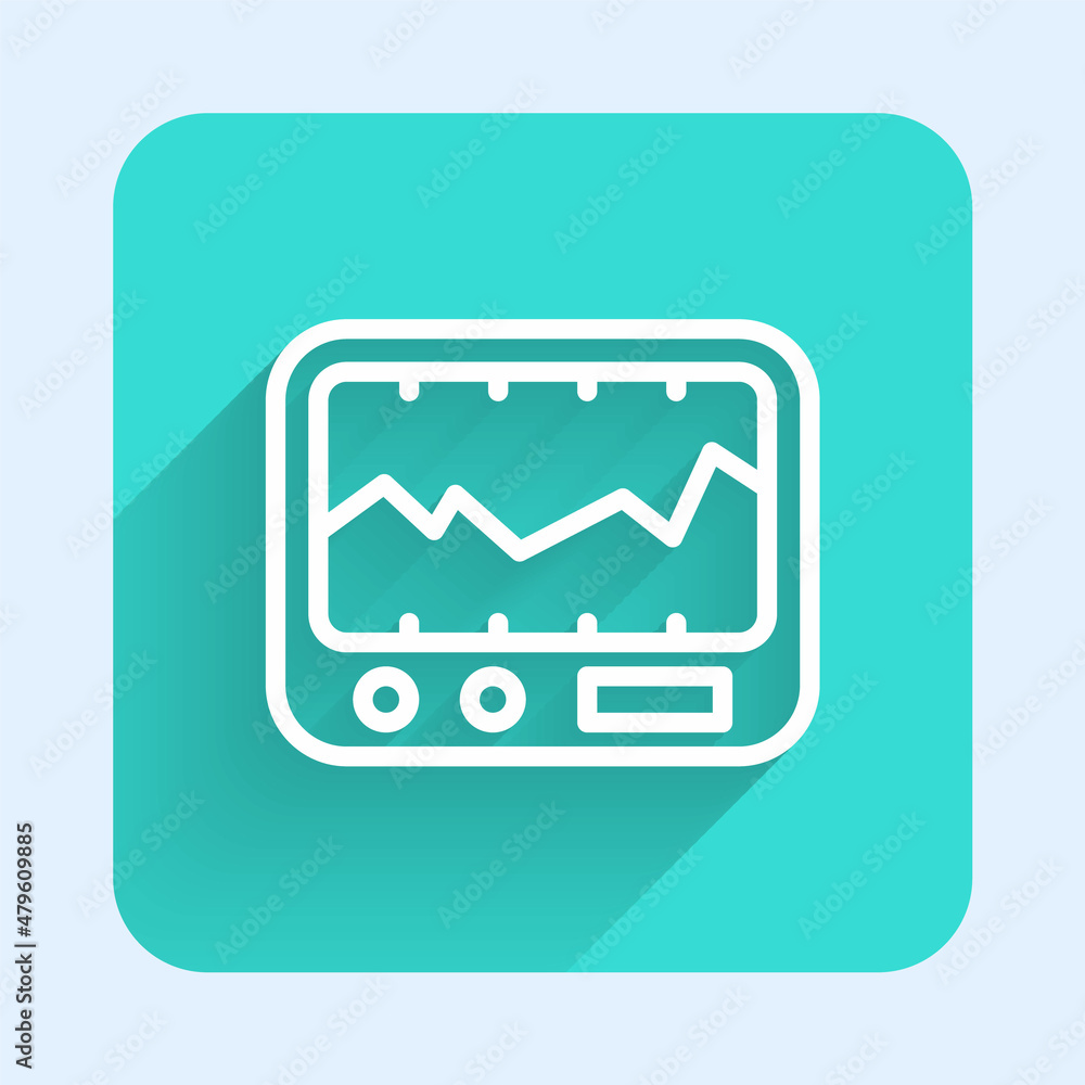 Poster white line electrical measuring instrument icon isolated with long shadow. analog devices. measuring