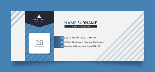 Modern email signature template with an author photo place editable layout design