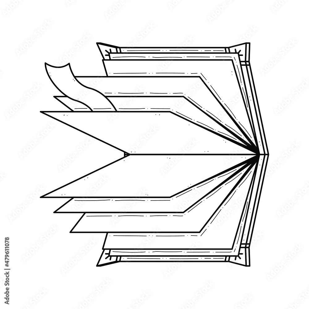 Poster abstract black simple line open book with bookmark doodle outline element vector design style sketch