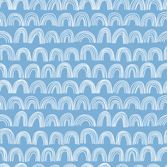 Boho rainbows pattern, hand drawn bohemian rainbows, doodle illustration, vector background, seamless pattern